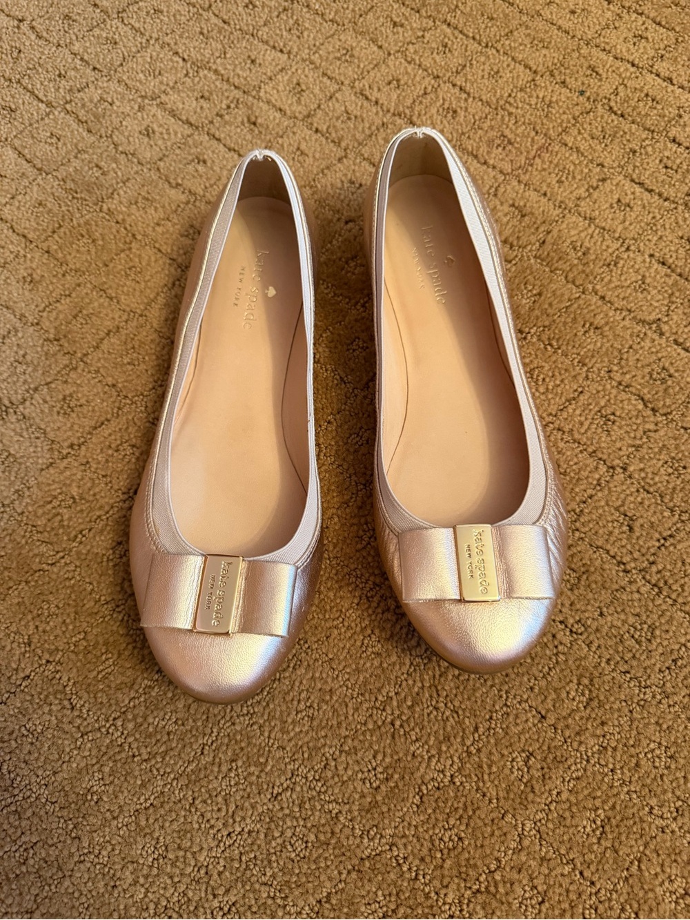 Kate Spade Gold Bow Flats Women’s Size 8